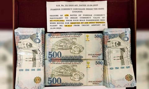 Saudi Riyal worth Rs 19 lakh seized at Tiruchy airport