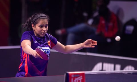 Diya Chitale in action during Ultimate Table Tennis (UTT)&nbsp;