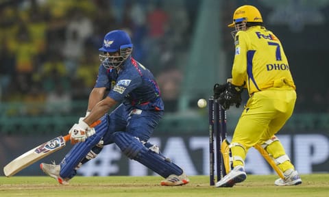 Lucknow Super Giants' batter Rishabh Pant plays a shot during the Indian Premier League (IPL) 2025 match between Lucknow Super Giants and Chennai Super Kings, at Bharat Ratna Shri Atal Bihari Vajpayee Ekana Cricket Stadium, in Lucknow, Monday, April 14, 2025 (PTI)&nbsp;