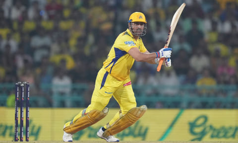 Chennai Super Kings' captain MS Dhoni plays a shot during an Indian Premier League (IPL) 2025 T20 cricket match between Lucknow Super Giants and Chennai Super Kings, at Bharat Ratna Shri Atal Bihari Vajpayee Ekana Cricket Stadium, in Lucknow, Monday, April 14, 2025 (PTI)&nbsp;