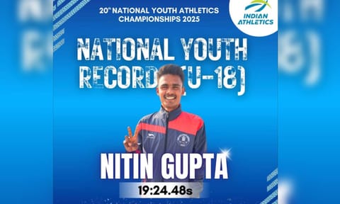 India's Nitin Gupta won the silver medal in the 5000m race walk (X/@afiindia)&nbsp;