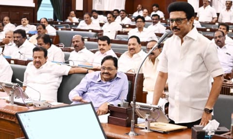 MK Stalin speaking at the TN Assembly&nbsp;&nbsp;