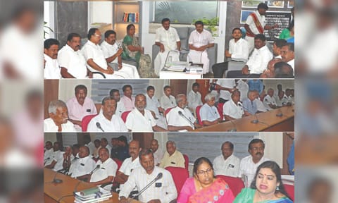 State ministers hold talks with workers at Collector’s office in Coimbatore
