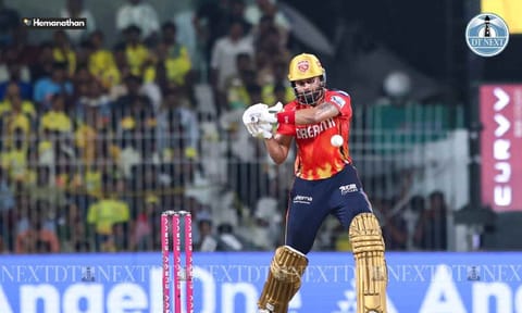 Shreyas Iyer plays a shot during the match between Punjab Kings and Chennai Super Kings (Photo credit: Hemanathan M)