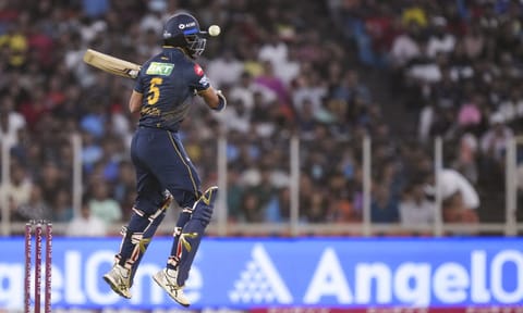 Gujarat Titans' Washington Sundar plays a shot during the Indian Premier League (IPL) 2025 cricket match between Gujarat Titans and Sunrisers Hyderabad, in Ahmedabad, Friday, May 2, 2025 (PTI)&nbsp;