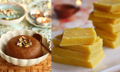 Wheat halwa; Mysore Pak