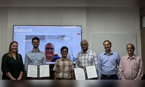 Representatives of Energy Systems Catapult (ESC) and IIT-M’s Energy Consortium after signing MoU on Tuesday