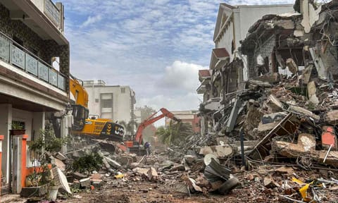Pimpri-Chinchwad: Excavators being used to demolish illegal buildings by municipal corporation, in Pimpri-Chinchwad, Maharashtra, Saturday, May 17, 2025 (PTI)&nbsp;