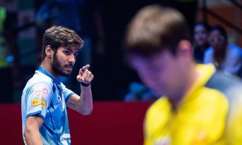 Ankur Bhattacharjee celebrates after&nbsp;his&nbsp;win