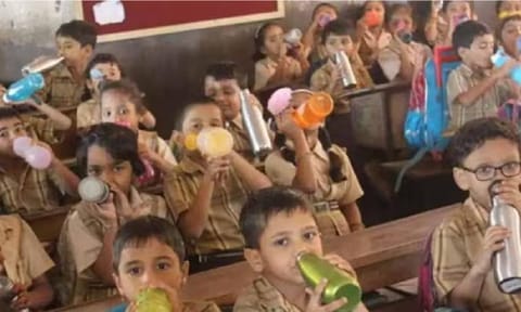Representative image of school kids drinking water (ANI)