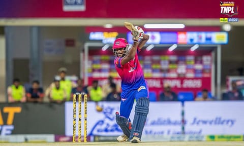 &nbsp;Amith Sathvik plays a shot during the match