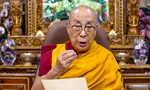 Tibetan spiritual leader the Dalai Lama speaks via a video message (PTI)&nbsp;