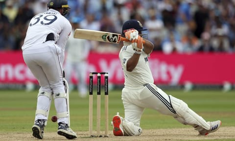 India's Rishabh Pant plays a shot during day four of the second cricket test match between England and India at Edgbaston in Birmingham (PTI)&nbsp;