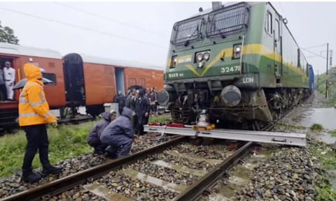 Restoration work underway after a goods train derailed near Kathua district, J&amp;K, Thursday, July 10, 2025 (PTI)&nbsp;