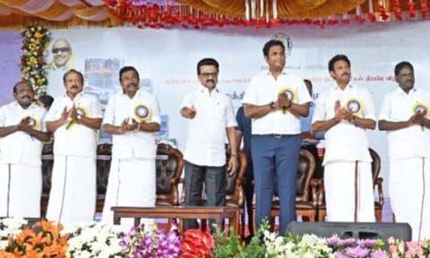 CM Stalin inaugurated the completed projects, laying foundations for new projects and distributing welfare assistance to beneficiaries in Tiruvarur&nbsp;