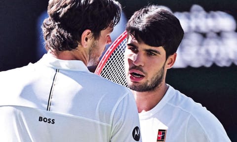 Taylor Fritz congratulates Carlos Alcaraz after their semi-final clash&nbsp;