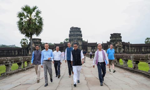 Union Minister of State for External Affairs Pabitra Margherita during his visit to Ankor Wat (ANI)