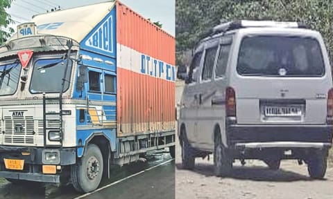 Seized container truck and car&nbsp;