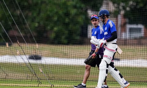 &nbsp;India head coach Gautam Gambhir with captain Shubman Gill during a training session ahead of the fourth Test cricket match between India and England, at The County Ground, in Beckenham (PTI)&nbsp;