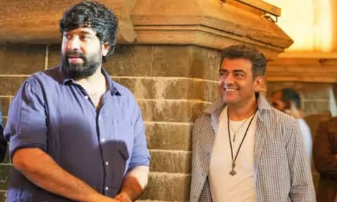 Adhik Ravichandran with Ajith Kumar&nbsp;