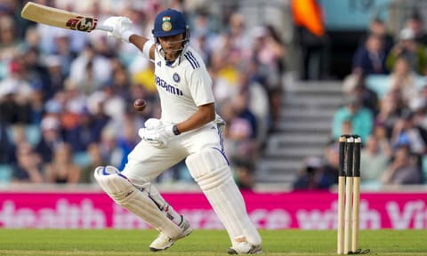 India's Yashasvi Jaiswal plays a shot during the second day of the fifth Test cricket match between India and England, at The Oval, in London, Friday, Aug. 1, 2025 (PTI)&nbsp;