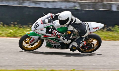 Rahil Pillarisetty who qualified for pole position in the Pro-Stock 301-400cc Open category&nbsp;