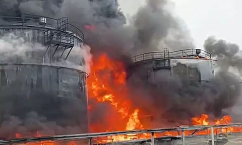 Oil depots in the Russian city of Sochi have been hit by a Ukraine drone attack (AP)