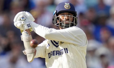 India's batter Washington Sundar plays a shot during the third day of the fifth Test match between India and England, at The Oval cricket ground, in London, England, Saturday, Aug. 2, 2025 (PTI)&nbsp;