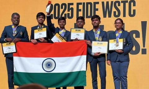 Velammal Vidyalaya team atop the podium&nbsp;&nbsp;