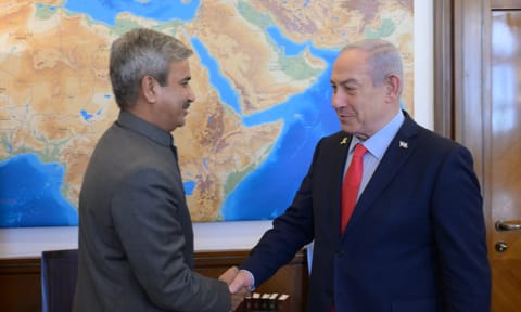 &nbsp;Israeli Prime Minister Benjamin Netanyahu met with India’s Ambassador to Israel, J.P. Singh (Photo/X@netanyahu)