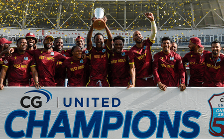 West Indies players with the trophy