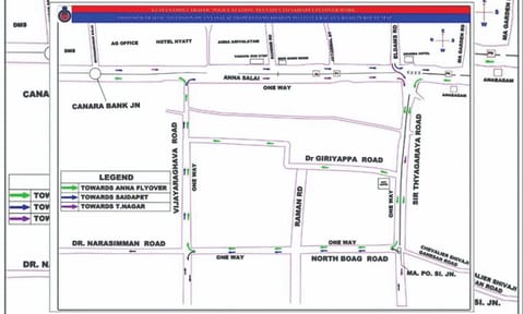 Traffic diversions on Anna Salai
