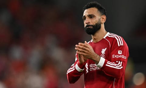 An emotional Mohamed Salah celebrates with fans after final whistle&nbsp;