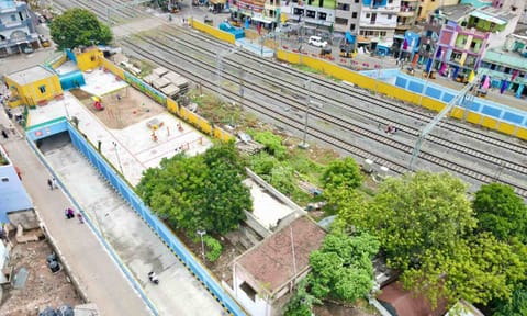 Aerial view of the Bhojaraja Nagar subway (inset) in Korrukupet opened for public use on Monday (Photo: Justin George)&nbsp;