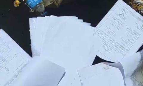 ‘Ungaludan Stalin’ petitions were found dumped on the banks of the Vaigai near Thirupuvanam&nbsp;