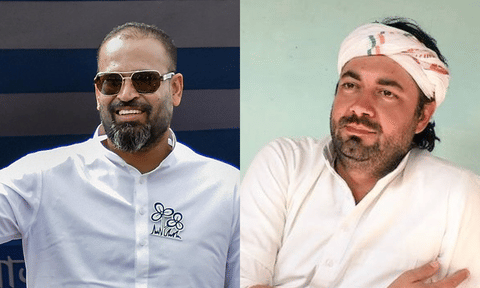 Yusuf Pathan (left) and Lalitesh Tripathi (PTI)