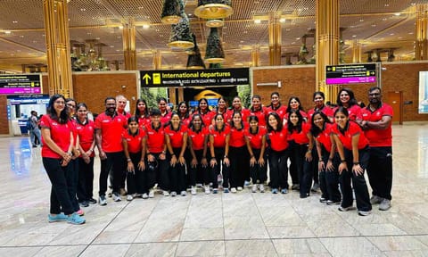 India team pictured at the airport ahead of departure&nbsp;&nbsp;
