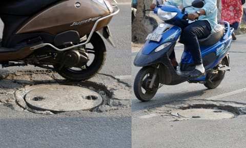 Damaged manhole in the middle of Poonamalle High Road