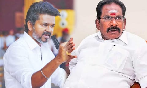 TVK president Vijay and Senior AIADMK leader Sellur Raju&nbsp;