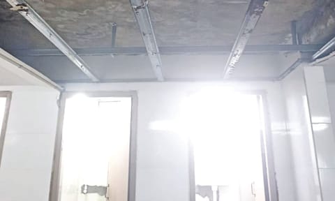 Damaged ceiling in 3rd floor washroom of interns’ hostel