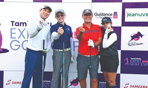 Participants at the Tamil Nadu Expat Golf Cup 2025 in Nandanam on Saturday