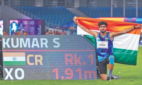 Shailesh Kumar celebrates after his win
