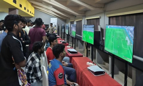 Gamers seen in action during the EA FC qualifiers at the tournament