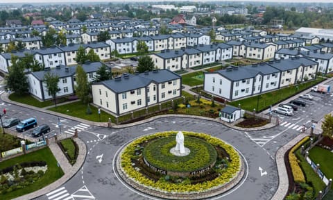 Hansen Village, a housing complex built for people who been displaced from occupied territories and separated from their families is seen in Tarasivka (AP)