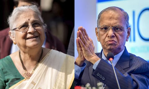 Infosys founder Narayana Murthy, wife Sudha decline to take part in caste survey (PTI)&nbsp;