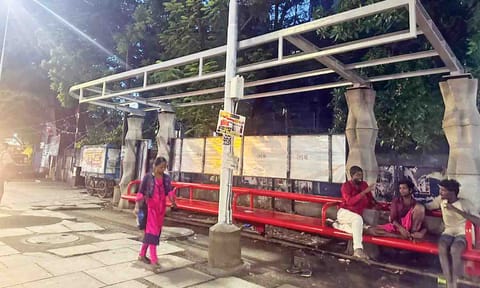 The bus stop adjacent to Tondiarpet Metro station has remained roofless for a long time&nbsp;