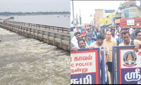 Palar River overflowing in Kancheepuram district