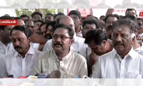 Sengottaiyan joins TTV, OPS at Pasumpon (Screengrab)