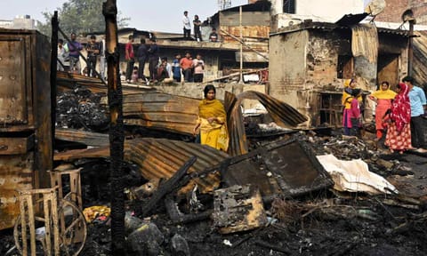 Police said several LPG cylinders were said to have exploded late Friday evening, intensifying the blaze and triggering panic among residents (PTI)&nbsp;