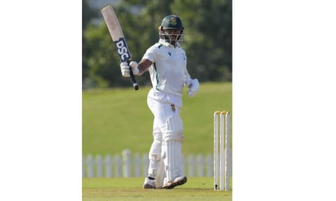 Temba Bavuma celebrates after his half-century against India A&nbsp;&nbsp;